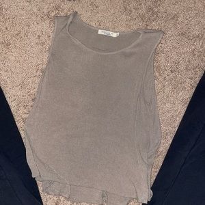 Green open back crop top (tank top)